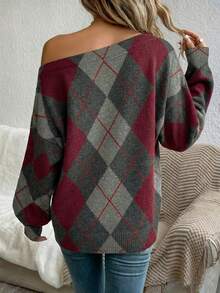 EMERY ROSE Women's Casual Off-Shoulder Sweater, Suitable For Autumn/Winter - Multicolor - View 2