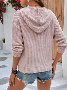Novedades primavera/verano: suéter casual de cuello redondo con capucha y cordón ajustable para mujer en varios colores. Cálido y cómodo para el uso diario, salidas, vacaciones, festivales, fiestas, actividades al aire luso doméstico. Perfecto para San Valentín, Año Nuevo y Semana Santa. - Caqui - Ver 3