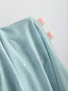 SHEIN PETITE Women's Short Turtleneck Backless Sequin Knit Bodycon Party Mini Dress - Baby Blue - View 3