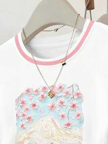 Camiseta de manga corta con cintura fruncida y estampado gráfico de Puerto Rico para mujer - Multicolor 4 - Ver 3