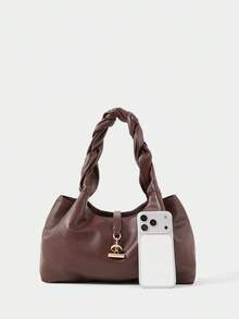 SHECARRY Túi xách nữ đeo vai đơn, màu nâu, chất liệu mềm mại, thích hợp cho việc đi làm. - Cà phê nâu - Xem 3