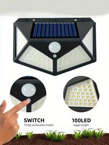 1PC 100 114 LED Solar Wall Light Intelligent Light Motion Sensor Auto Brightness Adjustment Four Side Luminous Waterproof Outdoor For Garden Pathway Driveway Garage Security Lighting - Multicolor - View 2