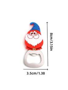 1pc Christmas Magnetic Bottle Opener, Cute Cartoon Stainless Steel Beer And Soda Bottle Opener, Christmas Patterns, Santa Claus, Christmas Tree, Snowman, Bear, Reindeer, Refrigerator Stickers, Catering Equipment And Supplies. - Multicolor - View 2