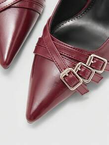 CUCCOO BIZCHIC Zapatos de tacón de gatito de punta fina para mujer, sencillos y de moda, sandalias de tacón con estilo punk para primavera, vacaciones de primavera, Pascua y baile de graduación - Color caoba - Ver 9