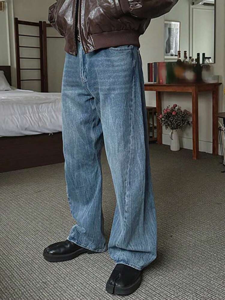 Men's Casual Everyday Washed Loose Fit Jeans, Spring