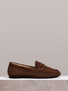Styleloop Giày lười nữ màu nâu giả da lộn, thoải mái và tối giản, thích hợp cho kỳ nghỉ. - màu nâu - Xem 3