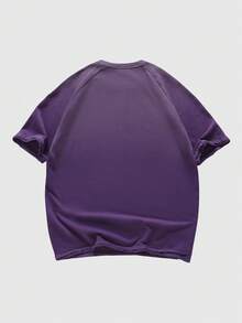 ROMWE MEN Street Life Men's Street American Design Splatter Paint Zebra Effect Graphic T-Shirt - Purple - View 2