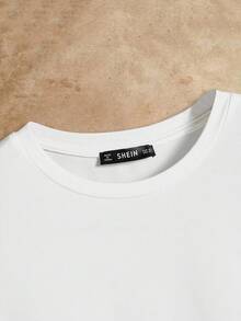 Manfinity BRENVOR 男士落肩纯色 T 恤，夏季