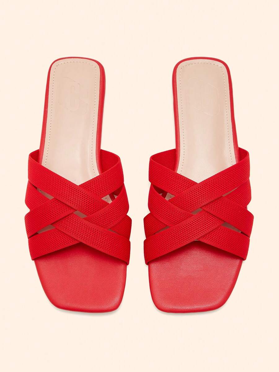 CUCCOO BASICS Summer Casual Versatile Simple Flat Sandals For Christmas - Red - View 1