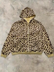 Manfinity Dauomo 男士豹纹拉链连帽卫衣，秋季款