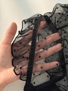 PetitDoll 女士性感黑色蕾丝荷叶边内裤 - 黑色 - 查看 9