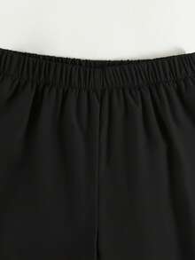 SHEIN Sparklyn 少女休闲字母条纹V领宽松T恤和数字图案T恤搭配时尚直筒工装裤两件套，春夏秋三季皆宜。 - 彩色 - 查看 4