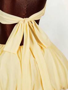 Amplova 2026新款高领荷叶边短款上衣和荷叶边半裙两件套女装 - 淡黃色 - 查看 11