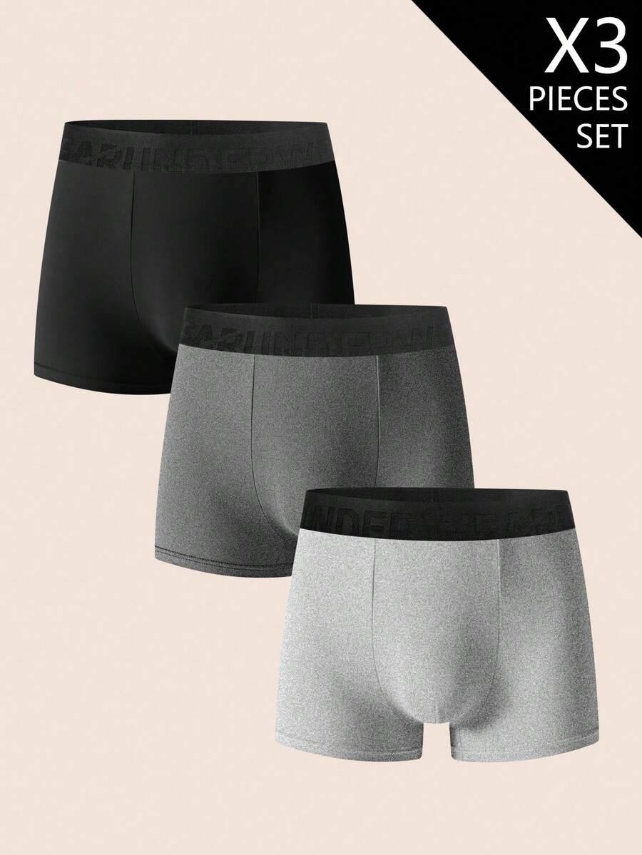 3pcs/Pack Men's Black Soft & Comfortable Briefs - Multicolor - View 1