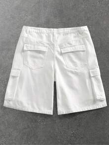 ROMWE MEN Men's Summer Casual Vacation Starfish Printed Denim Shorts - White - View 9