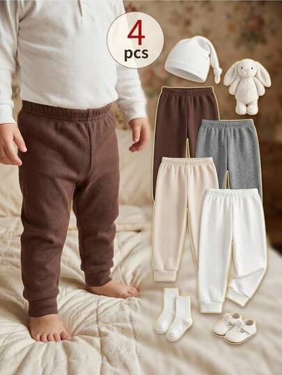 Vintaside Kids Pantalones jogger casuales de unicolor con cintura elástica para niños pequeños