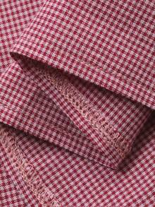 DAZY 女士格子褶皱腰部无袖中长睡裙 - 紅白色 - 查看 7