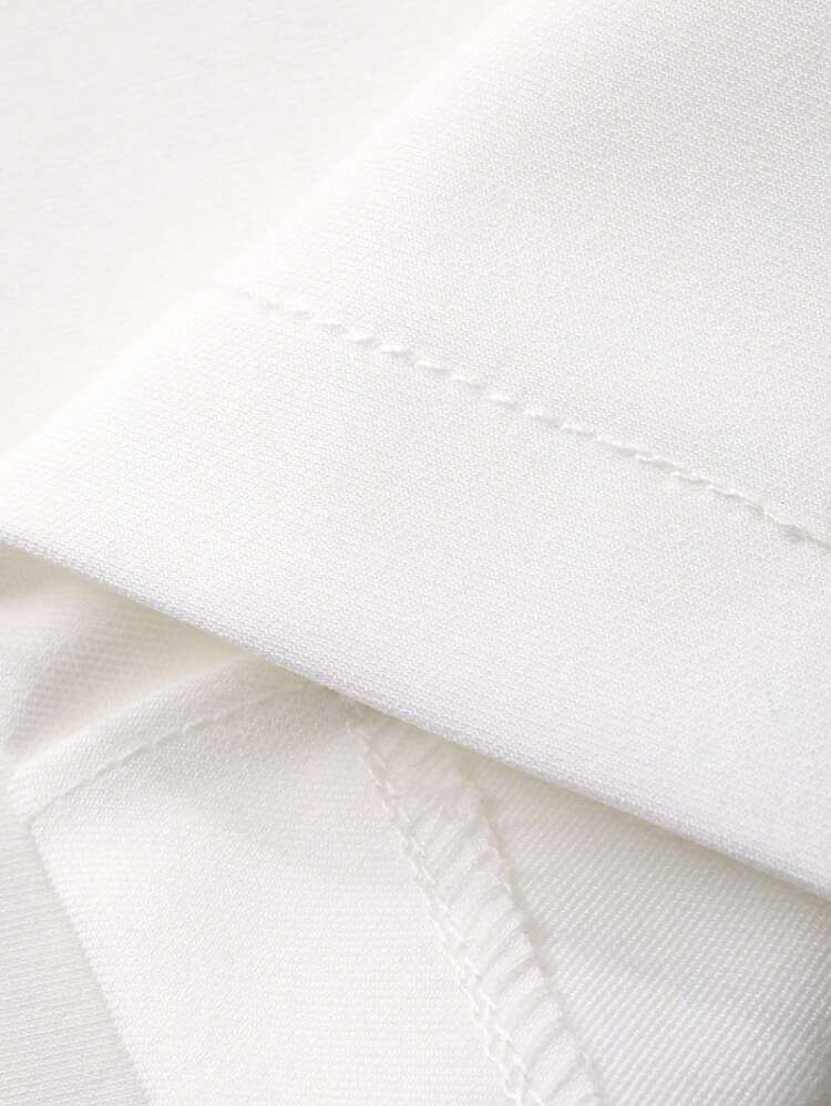 Men's White Straight Leg Pocket Pants, Suitable For Commuting, Spring/Autumn