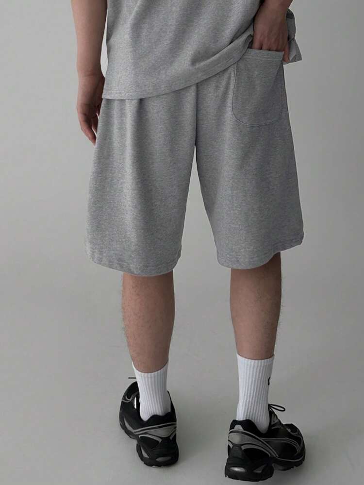 Men's Grey Letter Embroidered Polo Shirt With Matching Polo Shirt Set, Summer