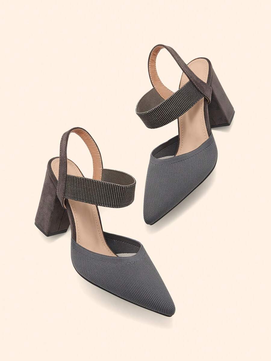 CUCCOO BASICS Giày nữ tối giản mũi nhọn đế dày màu đen thanh lịch, giày cao gót cho kỳ nghỉ hè, giày đi học, giày sinh viên, giày dự tiệc mùa xuân, giày nghỉ xuân, giày lễ Phục sinh, giày Giáng sinh, giày Ngày Valentine - Xám - Xem 1