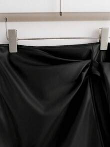 Franclia 优雅时尚短款褶裥可调节系带双层侧边隐形拉链PU皮酒红色女裙，秋冬款