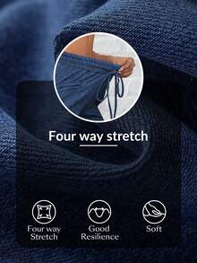 Flexra 女士抽绳腰阔腿宽松休闲百搭牛仔裤 - 藍色 - 查看 8