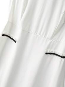 GlowEve CURVE 大码无袖撞色荷叶边A字连衣裙，夏季女装无袖连衣裙，荷叶边连衣裙 - 白色 - 查看 5