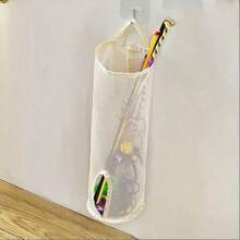 Bolsa de almacenamiento de juguetes para gatos montada en la pared, bolsa de almacenamiento y clasificación de suministros para mascotas que se puede colgar para ahorrar espacio, el almacenamiento de juguetes para perros pequeños es conveniente, bolsa de malla cilíndrica compacta - Multicolor - Ver 3