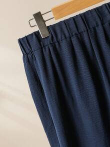 Lacomfia 女士蕾丝拼接宽松休闲百搭日常简约大码两件套 - 藏蓝色 - 查看 6