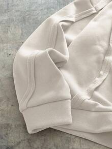 AXEPEAK 男士连帽宽松长袖套头卫衣 - 杏色 - 查看 4