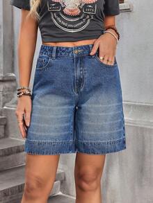 Breezaya Women's Casual Washed Denim Shorts, Summer - Blue - View 4
