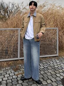 DAZY Men's Distressed Washed Blue Denim Jeans, Autumn - Blue - View 5