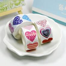 500pcs/Roll Heart Shape Holographic Stickers, Party Favors Decorative Stickers, Stationery Stickers For Valentine's Day GiftDecor - Multicolor - View 5