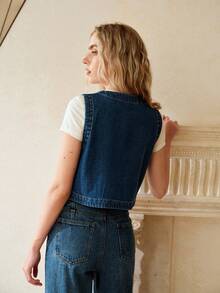 MOTF PREMIUM WOMEN'S ELEGANT EMBROIDERED DENIM JACKET - Blue - View 5