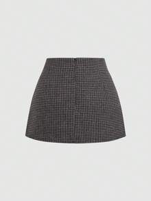 Falda mini casual de fiesta con abertura y corte en A de ante color Maillard para mujer, para otoño/invierno - Multicolor - Ver 2