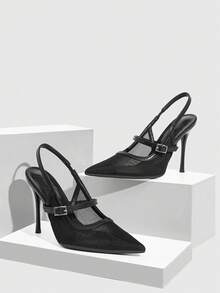 CUCCOO SZL Sepatu hak tinggi runcing yang modis dan elegan untuk wanita, cocok untuk pesta, perjalanan, dan hari Valentine. - Hitam - View 6
