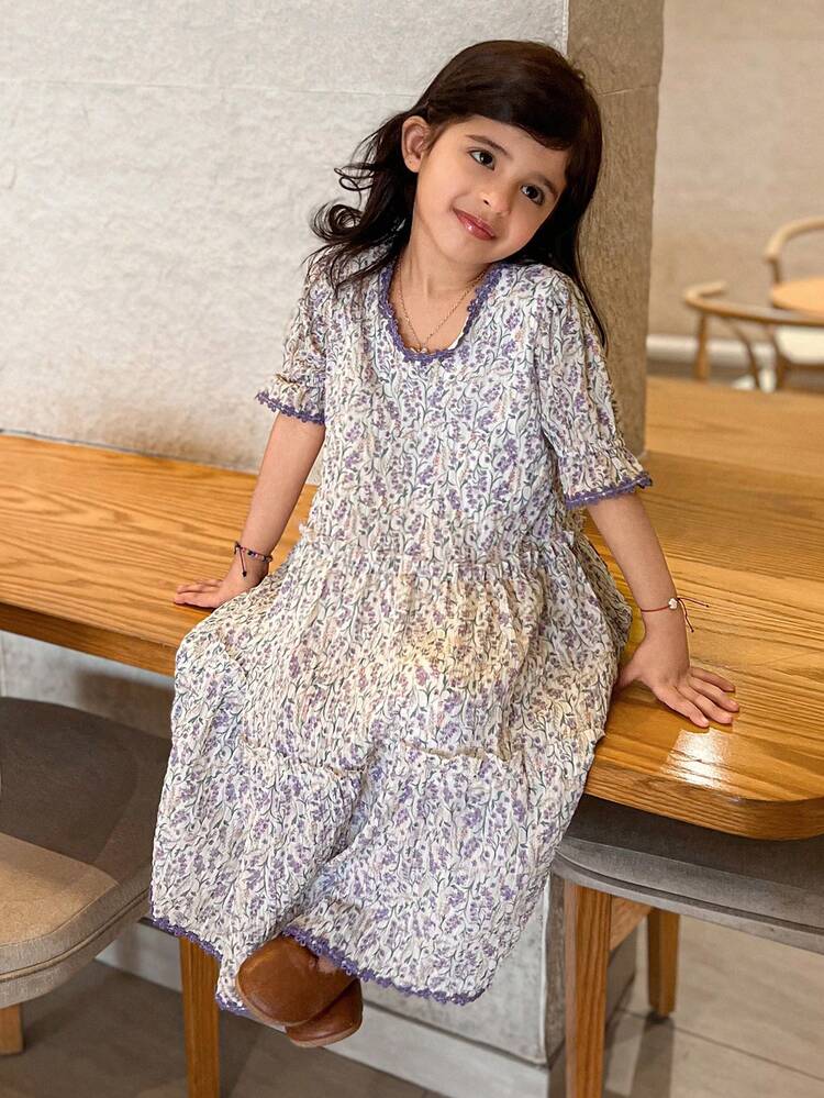 Young Girl Fall Clothes, Girl"S (Toddler) V-Neck Short Sleeve Ditsy Floral Dress, Summer Easter