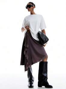 LYSMO 女士夏季时尚黑色半身裙沙滩度假