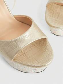 CUCCOO LuxiPop Sandalias de tacón alto con diseño de cordones y suela gruesa, adecuadas para ocasiones de fiesta - Albaricoque - Ver 6
