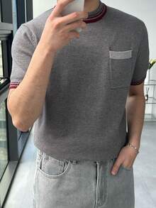 DAZY Men's Striped Crew Neck Knit Sweater, Spring/Summer