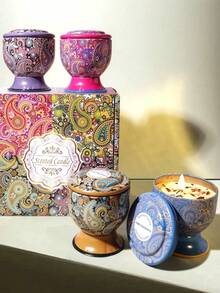 1 件/4 件干花香薰蜡烛，高脚杯罐和三芯蜡烛款式，图案优雅，适合装饰、芳香疗法和节日装饰，是馈赠亲朋好友的绝佳礼物，提供单盒或 4 件套礼品套装 - 彩色 - 查看 19