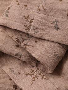 DAZY Ditsy Floral Sleeveless Loose Women's Jumpsuit Pajamas - Khaki - View 7