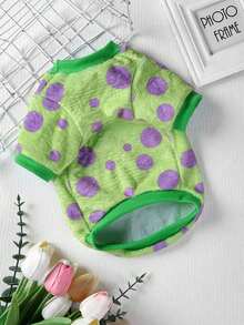 PETSIN 1pc Pet Fleece Polka Dot Cute Monster Plush Sweatshirt - Multicolor - View 2