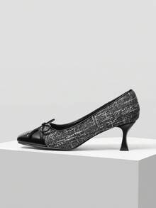 MOTF WOMEN BOW DECOR SQUARE TOE PUMPS VALENTINE'S DAY - Black - View 2