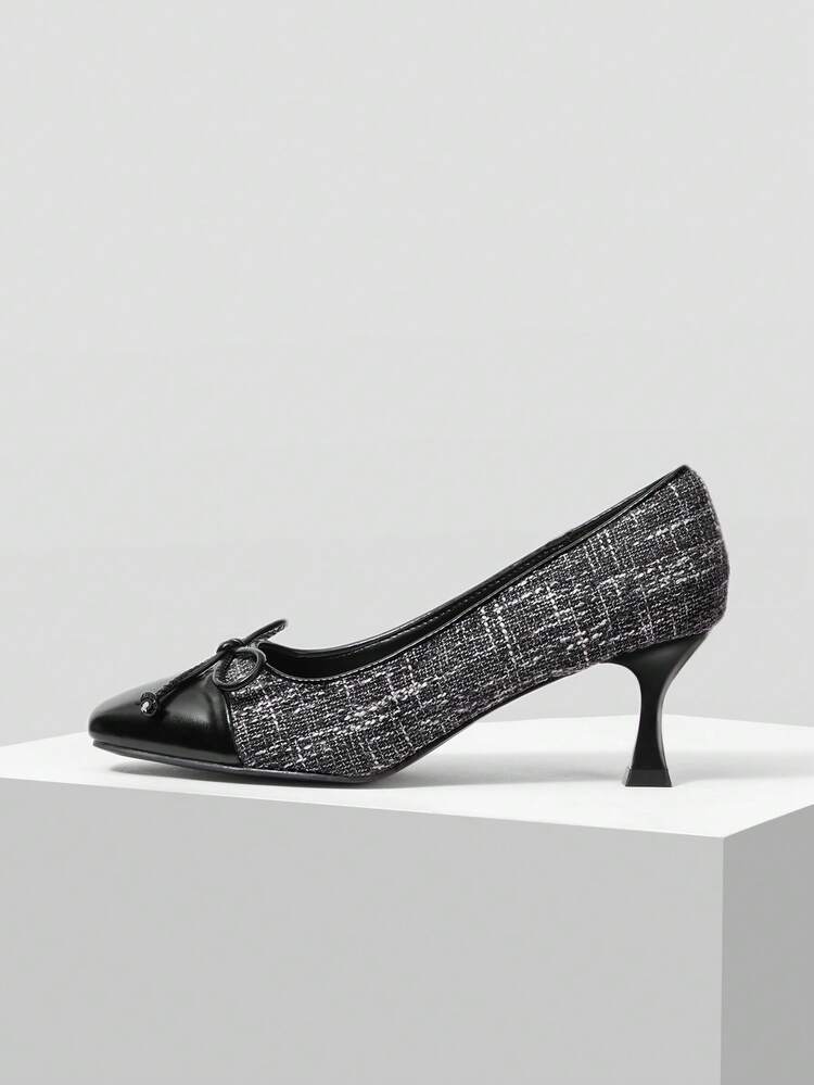 WOMEN BOW DECOR SQUARE TOE PUMPS VALENTINE'S DAY