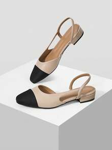 MOTF PREMIUM WOMEN'S NEW FRENCH FASHION CONTRASTING COLOR DEW HEEL SQUARE TOE FLAT-SOLED SHOES, GINGER VERSATILE ELEGANT SLIP-ON COMFORTABLE SIMPLE CASUA FALL SHOES - Ginger - View 9