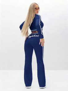 BABYPHAT Velour Zip Up Hoodie With Embroidered Logo And Contrast Striping For Casual Loungewear