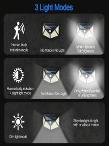 1PC 100 114 LED Solar Wall Light Intelligent Light Motion Sensor Auto Brightness Adjustment Four Side Luminous Waterproof Outdoor For Garden Pathway Driveway Garage Security Lighting - Multicolor - View 8