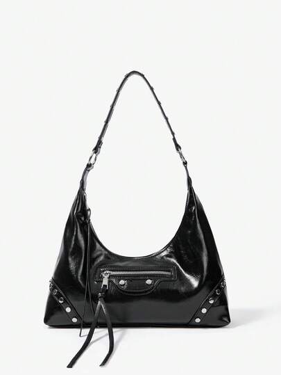 Viva Strut Ladies, Women Shoulder Bag, Hobo Bag, Fashionable, Personalized, Simple, Versatile, Street, Sweet And Cool Girls, Hot Girls,Y2k, Rivet, Motorcycle Style