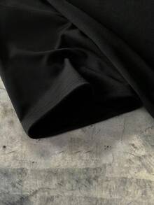 EASEVO 男士大尺碼休閒時尚街頭風日常通勤裝飾落肩寬鬆黑色T恤，夏季、度假、父親節禮物、足球 - 黑色 - 查看 8